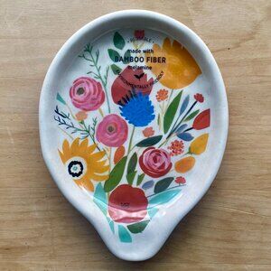 Demdaco Melamine/Bamboo Fiber 'Bold Floral' Spoon Rest, Brand New